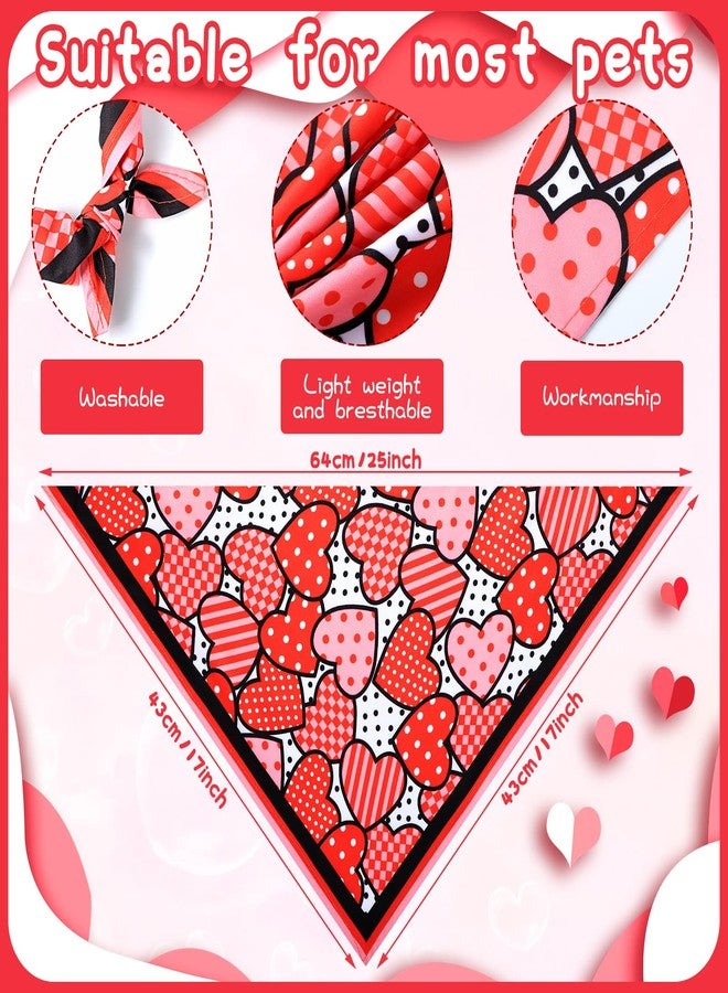 Saintrygo 24 Pcs Valentine Dog Bow Collar and Bandana Set Includes 10 Lovely Heart Bowties 10 Adjustable Puppy Neckties 4 Pet Triangle Scarf for Pet Costume Accessories Pink Decoration - Image 2